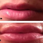 Juvederm applied to lips, before and after